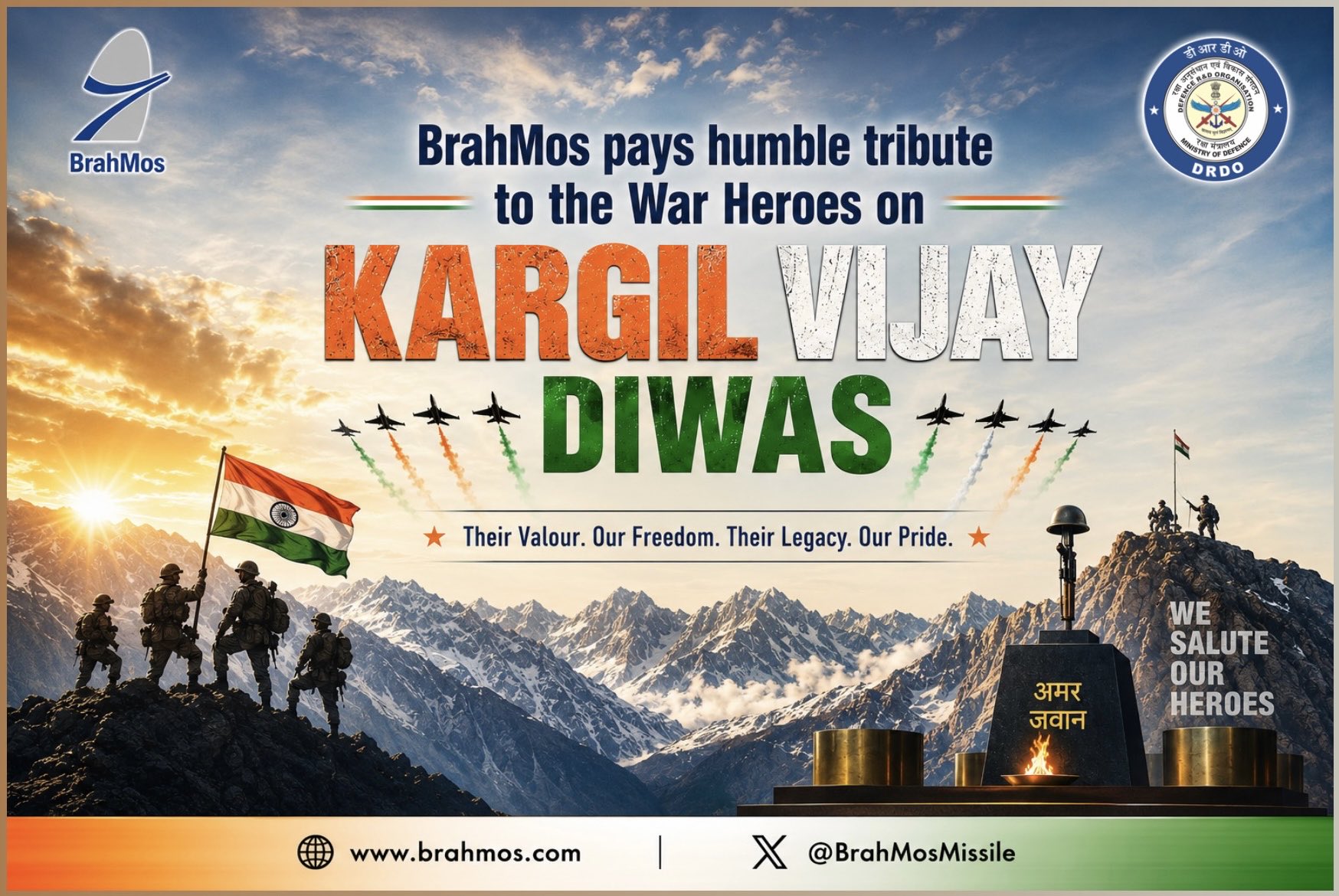 On 27th Kargil Vijay Diwas, BrahMos pays humble tribute to the valiant War Heroes