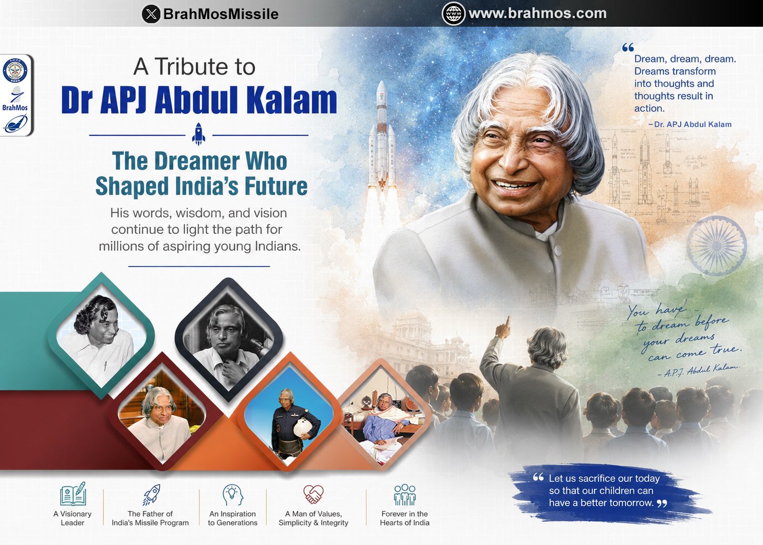 In memory of India's former President & 'Missile Man' Dr APJ Abdul Kalam, BrahMos pays soulful homage